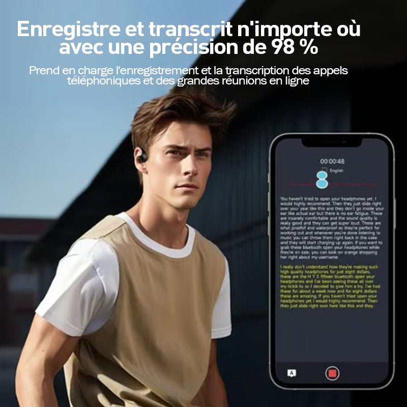 Écouteurs sans fil avec traduction vocale IA en direct⏰