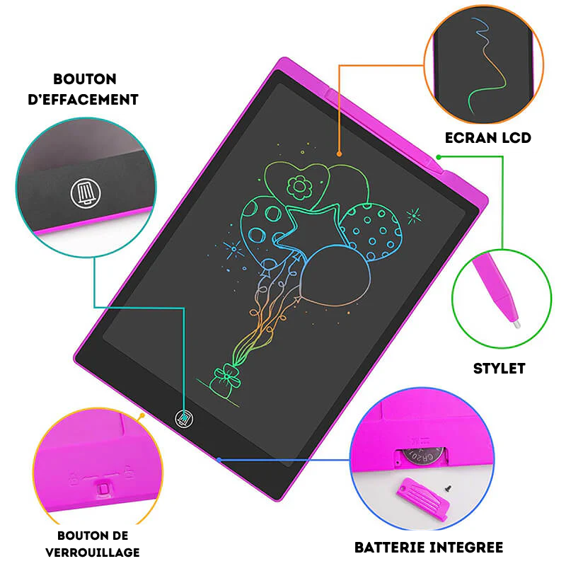 Ardoise Électronique - tablette tactile LCD tablette de dessin, jouet éducatif